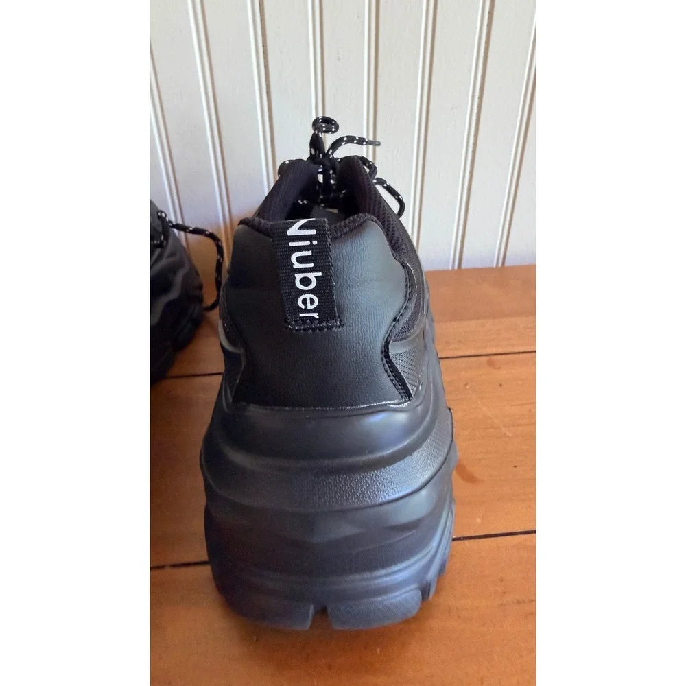 Niluber High Rise Black Chunky Sneaker Women's Size 9‎ Lightweight Non-Slip
